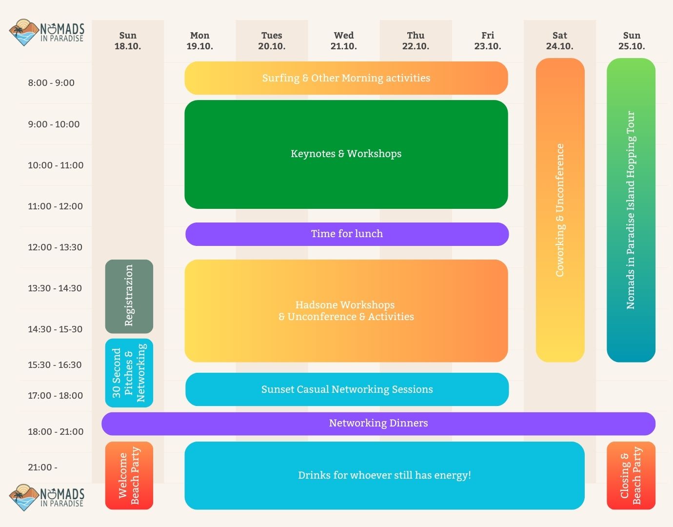 Nomads in Paradise Schedule